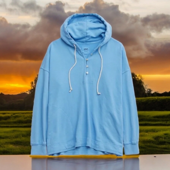 Women's Light Blue Hoodie - Picture 2 of 4